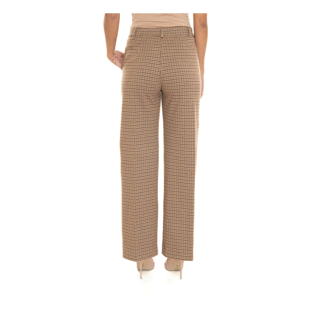 Max Mara Weekend Flanellen Palazzo Broek met Amerikaanse Zak Beige Dames