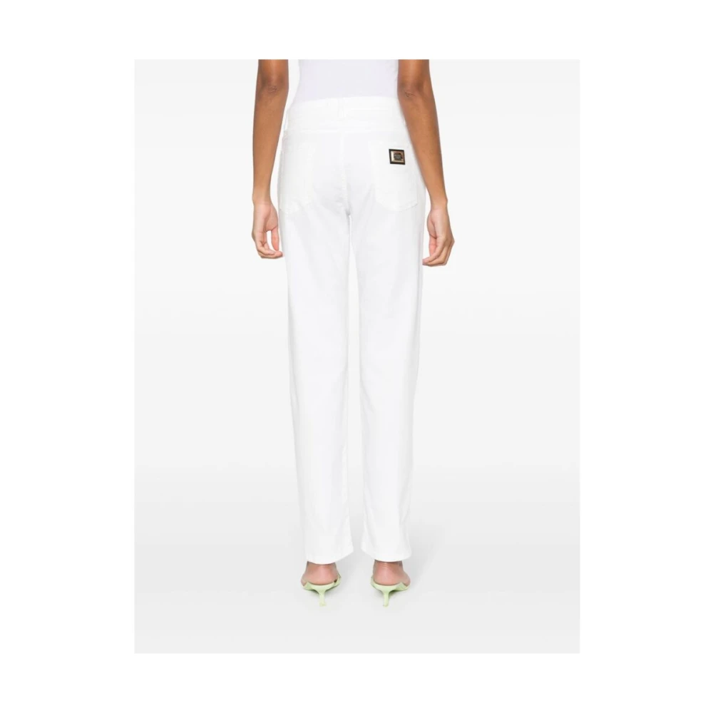 Dolce & Gabbana Witte Stretch-Katoenen Denim Tapered Leg Jeans White Dames