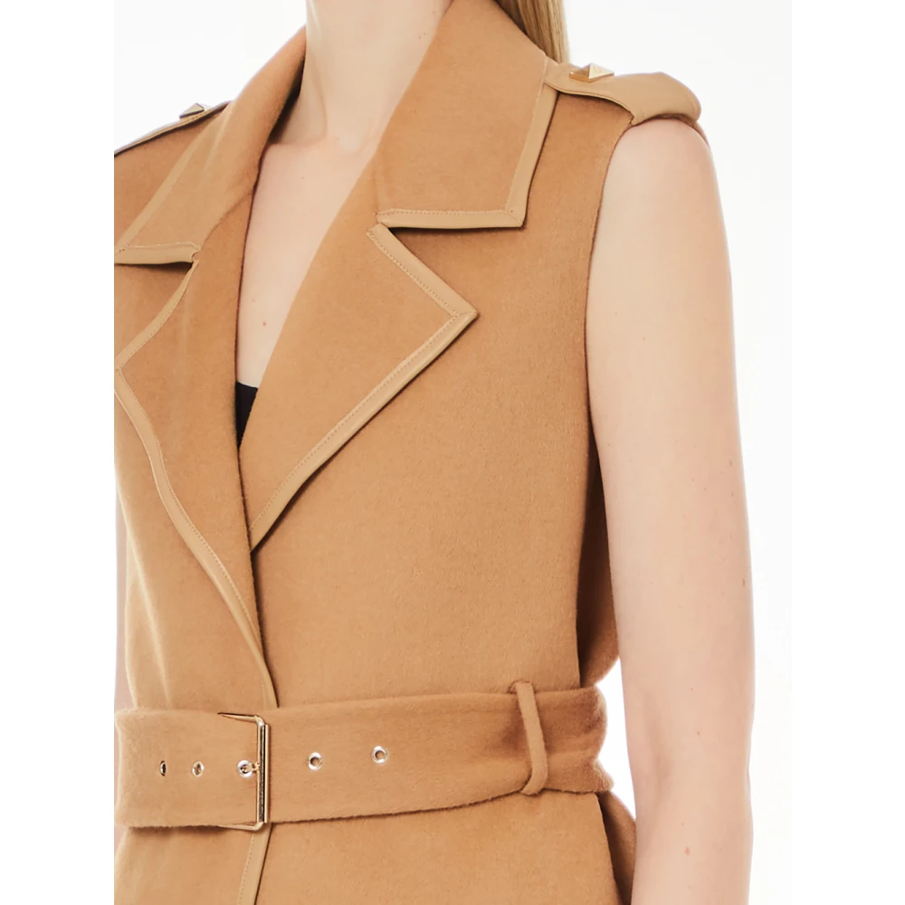 Liu Jo Beige Lang Vest met Riem Brown Dames