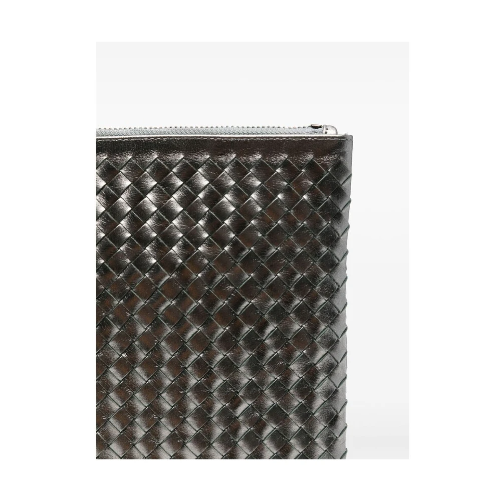Dragon Diffusion Zilver Metallic Leren Geweven Top Rits Tas Gray Dames