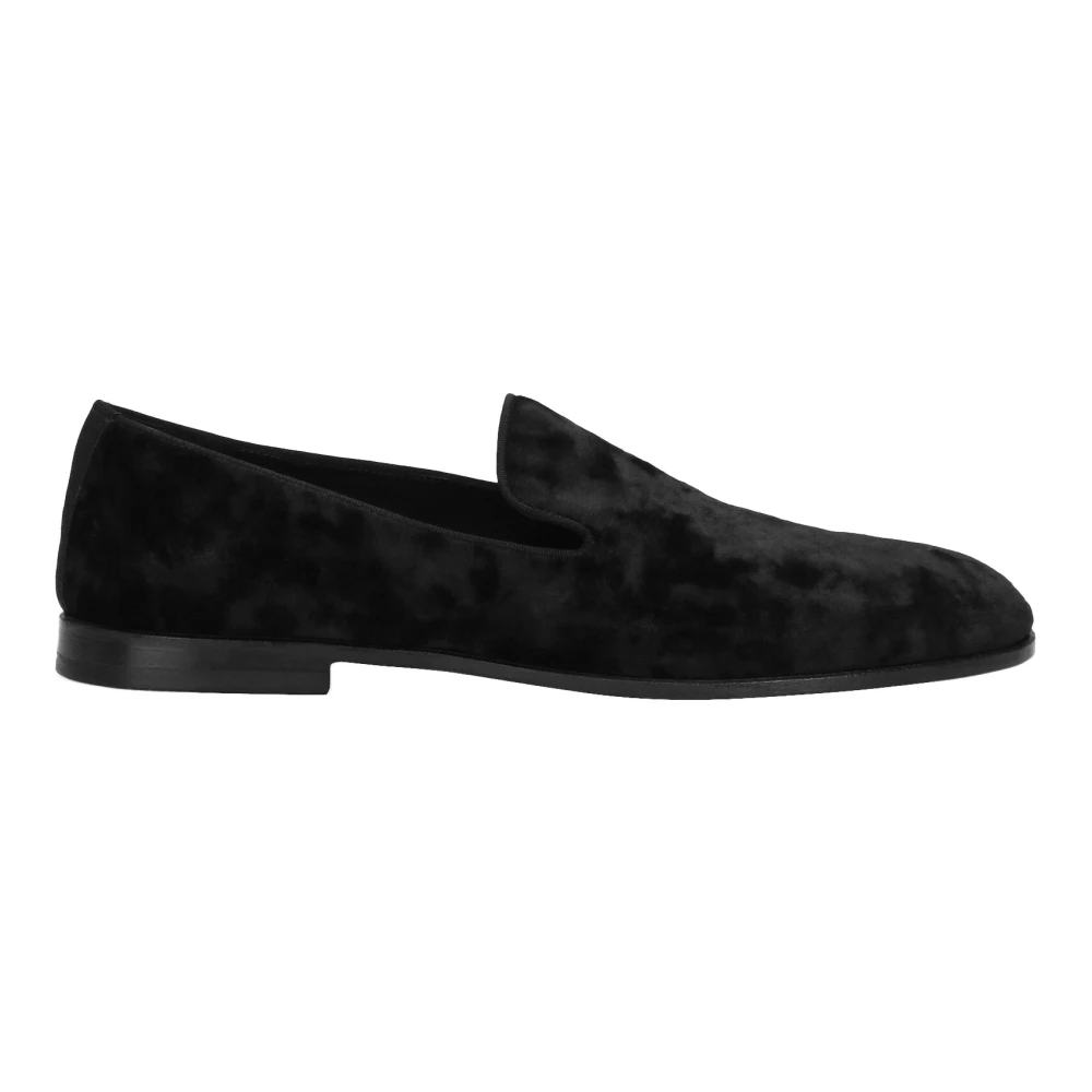 Dolce & Gabbana Mocasines De Terciopelo Negro Hechos En Italia Shoes Hombre Negro 41 1/2 Eu