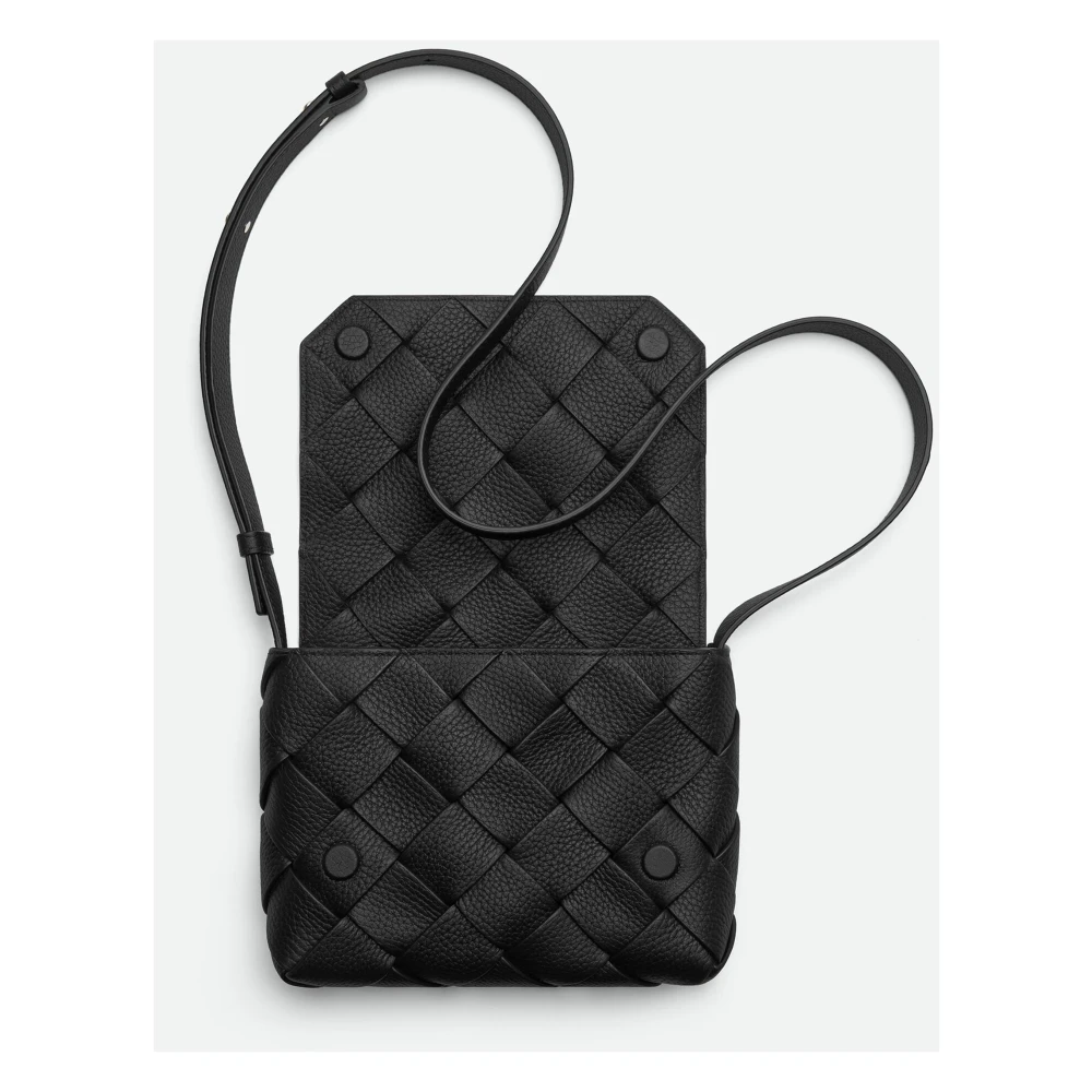 Bottega Veneta Zwarte Cross-body Tas met Intreccio Motief Black Heren