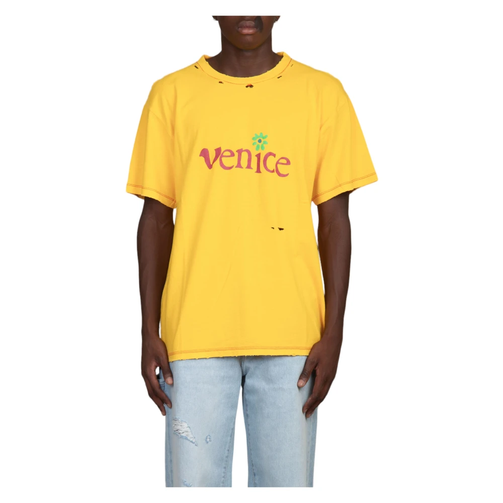 ERL Venice Beschadigd T-shirt Yellow Heren