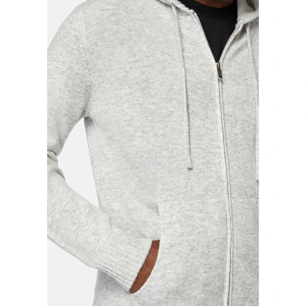Boggi Milano Cashmere Blend Full-Zip Hoodie Gray Heren