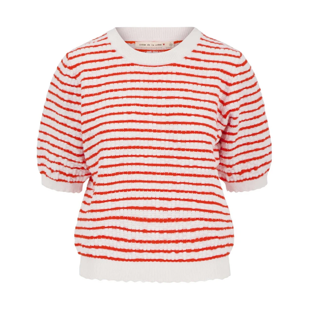 Zusss Gestreepte Korte Mouw Top Red Dames
