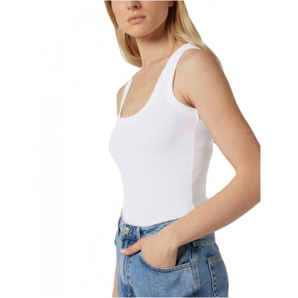Calvin Klein Geribbelde katoenen tanktop White Dames