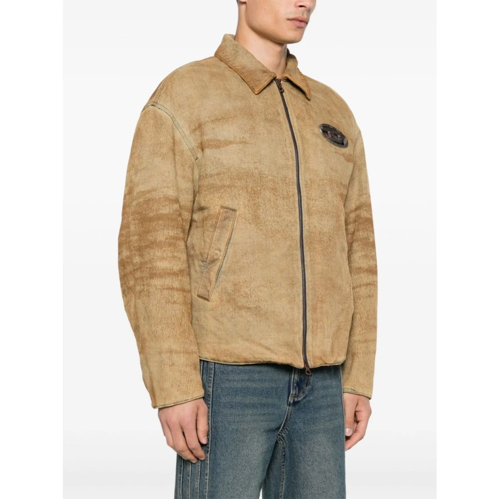 Diesel Bruine Gewatteerde Jas met Vintage Stijl Brown Heren
