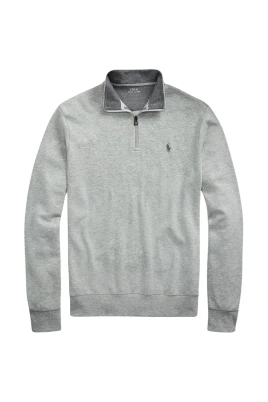 Grå Lyxig Jersey Quarter-Zip Pullover