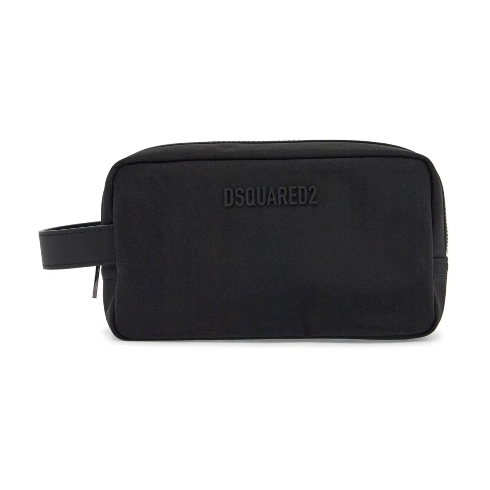 Dsquared2 Zwarte Rechthoekige Beautycase met Zijhandvat Black Heren