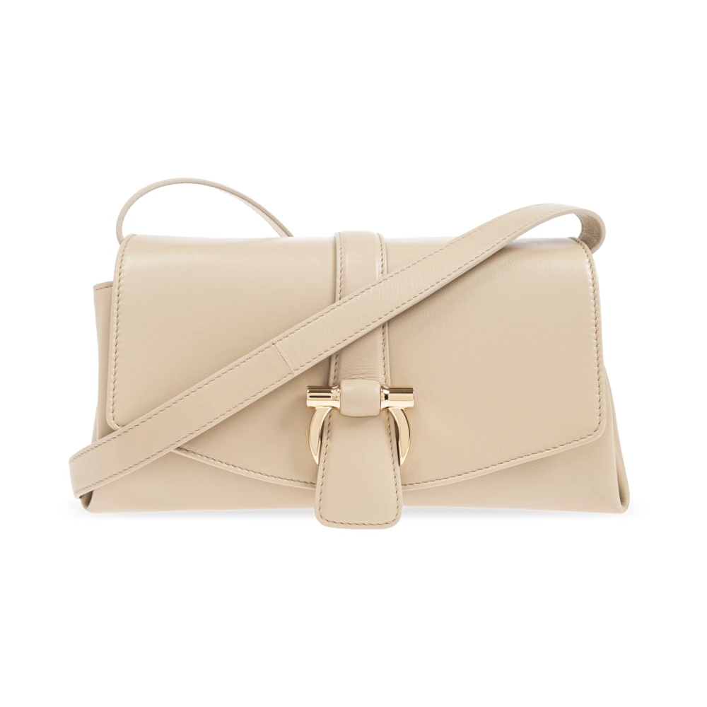 Salvatore Ferragamo Leren schoudertas Beige Dames