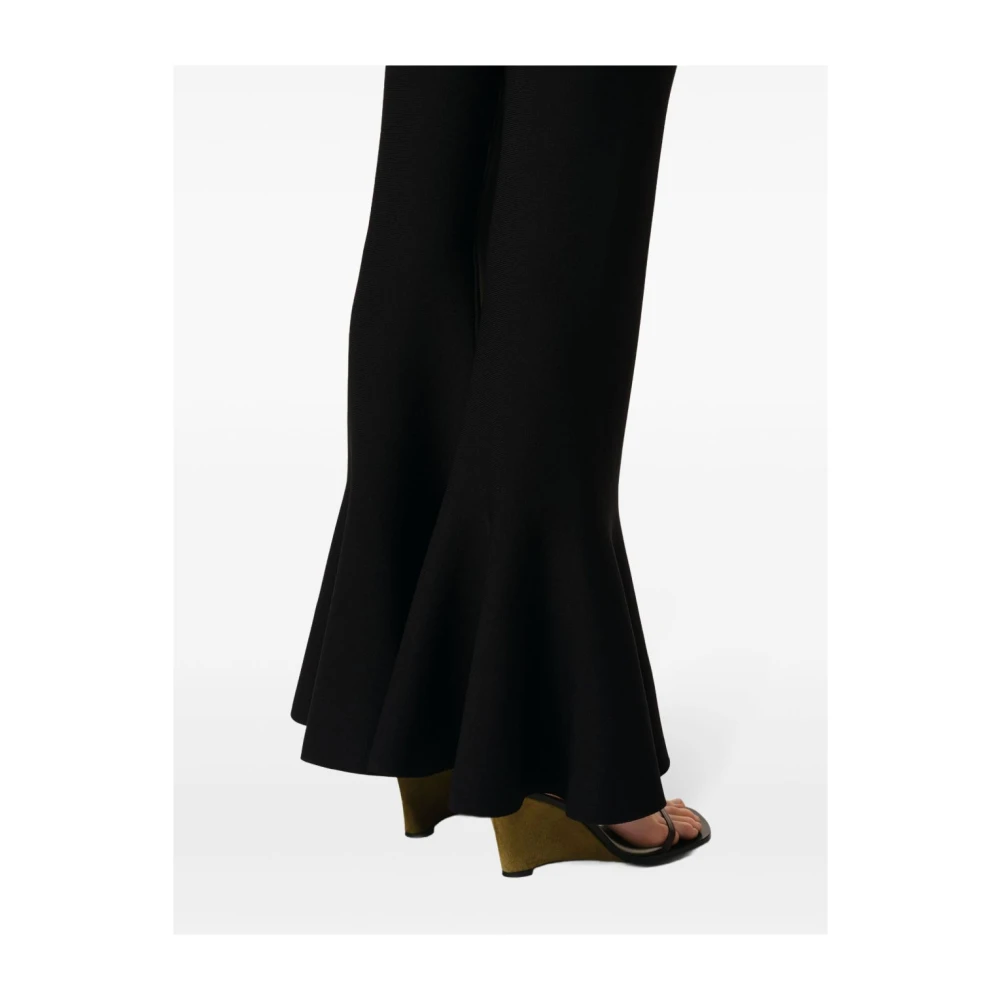 Ami Paris Zwarte Fluwelen Broek Lange Lengte Black Dames