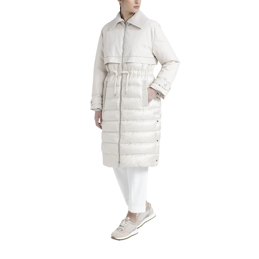 PESERICO Lang trenchcoat gevuld met dons en waterdicht Beige Dames