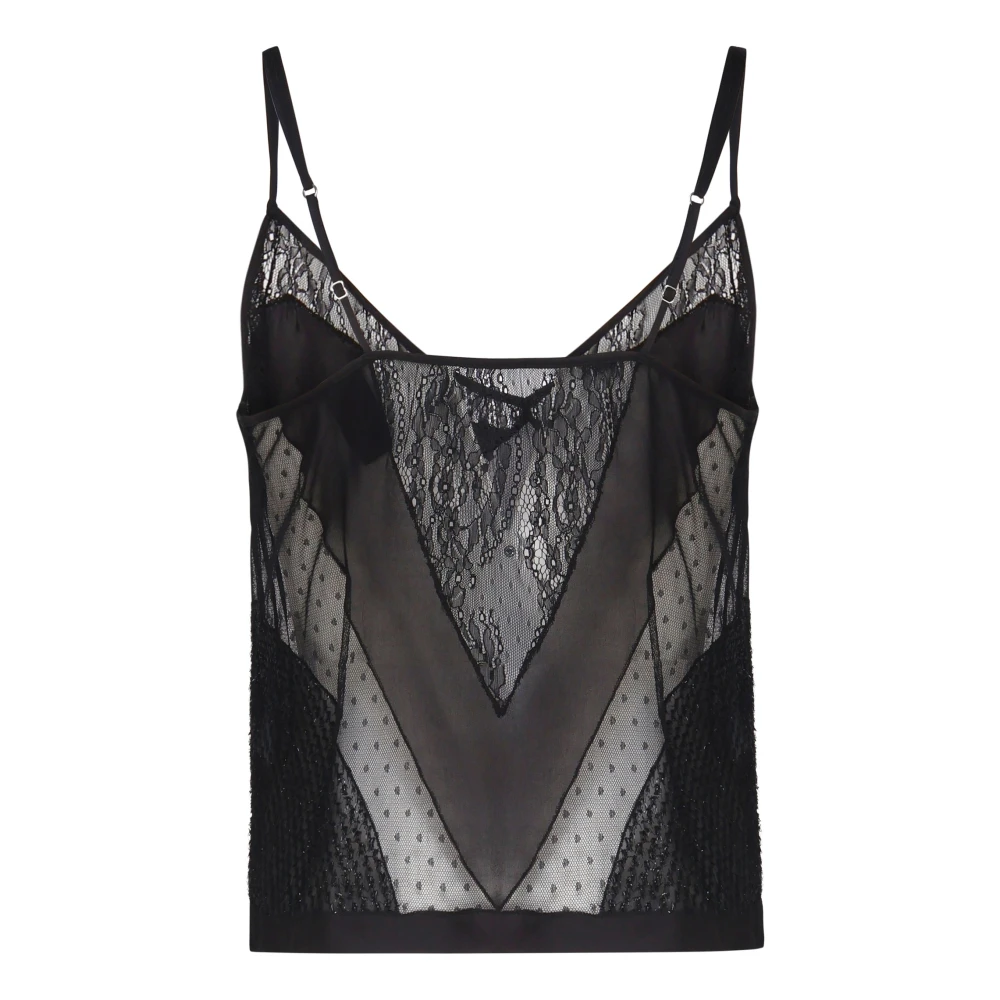pinko Zwarte Patchwork Semi-Transparante Top Black Dames