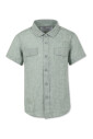 chemise-en-melange-de-lin-vert-a-manches-courtes