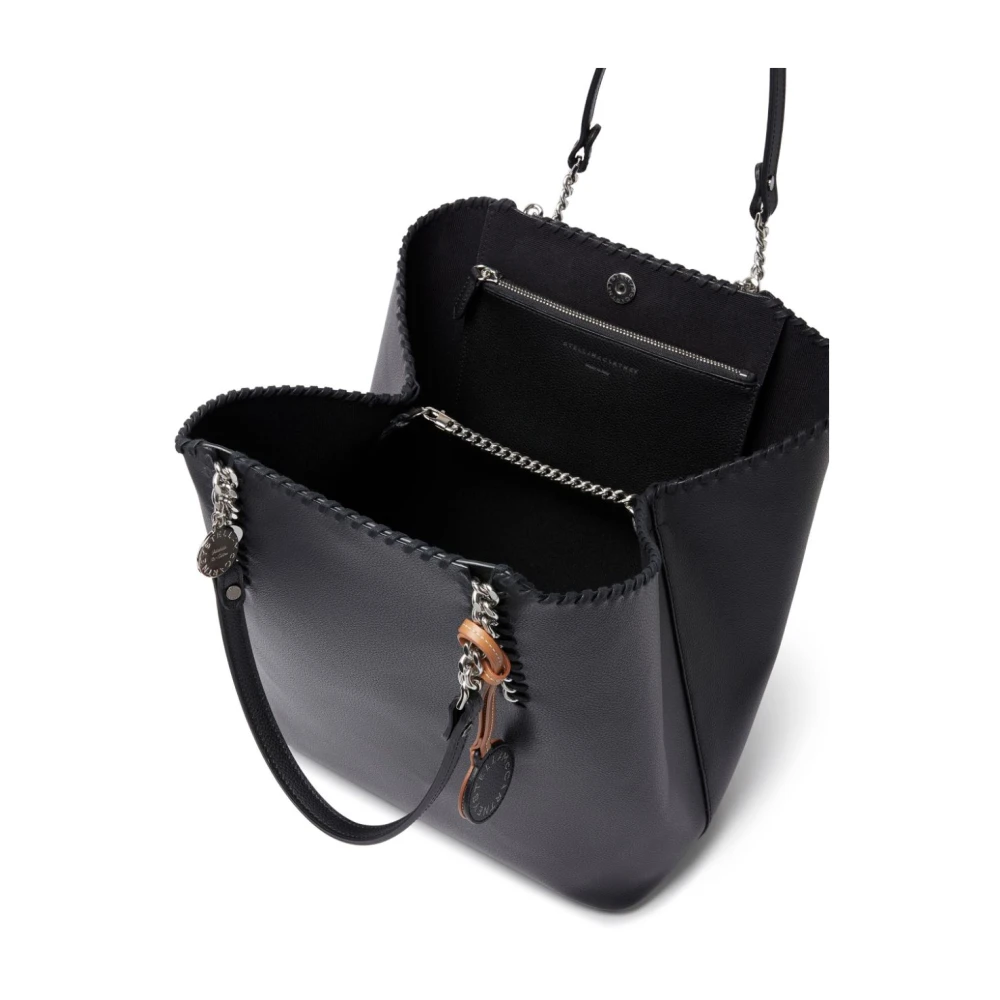 Stella Mccartney Gestructureerde Textuur Ketting-Schoudertas Black Dames