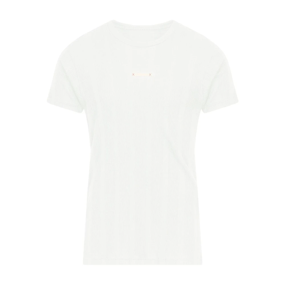 Maison Margiela Witte Logo Patch T-shirts en Polos White Heren