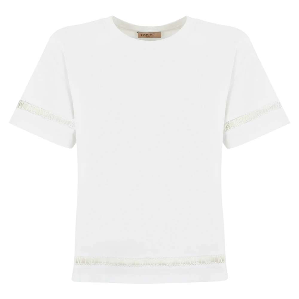 Twinset Geborduurd katoenen T-shirt en Polo White Dames