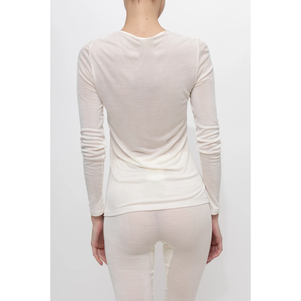 Hanro Zijden top met lange mouwen White Dames