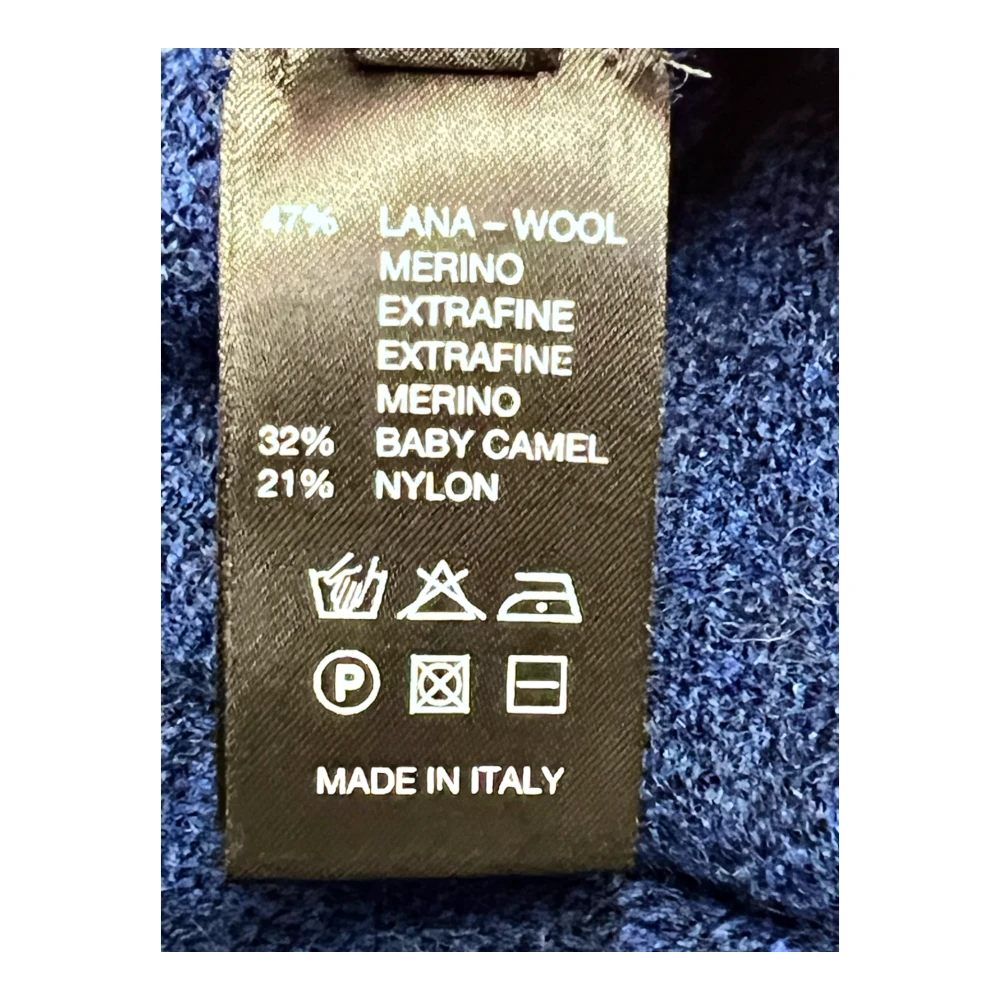 Roberto Collina Merino Baby Camel Sweater Navy Blue Heren