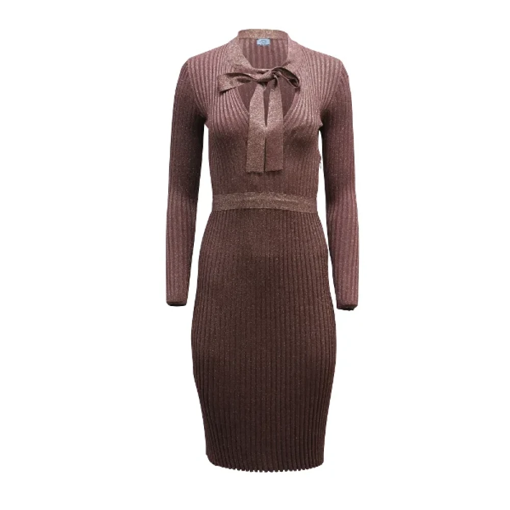 Prada Vintage Pre-owned Polyester dresses Brown Dames