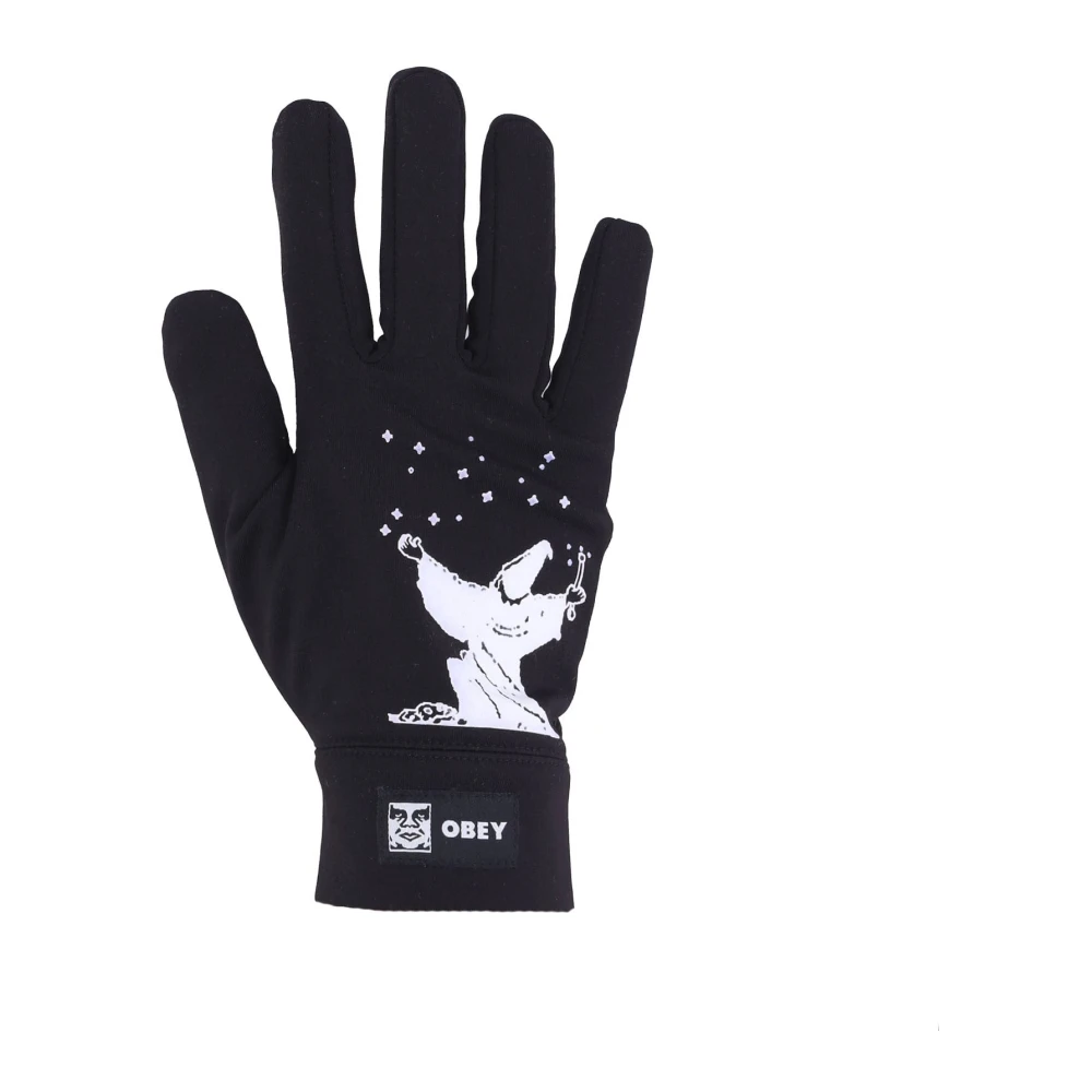 Obey Zwarte Tovenaar Stretch Stof Handschoenen Black Heren