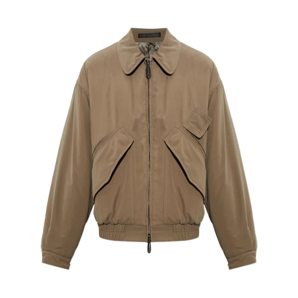 Giorgio Armani Silk Bomber Jacket - Male - Bomber Jackets - Brown - L - Jackets