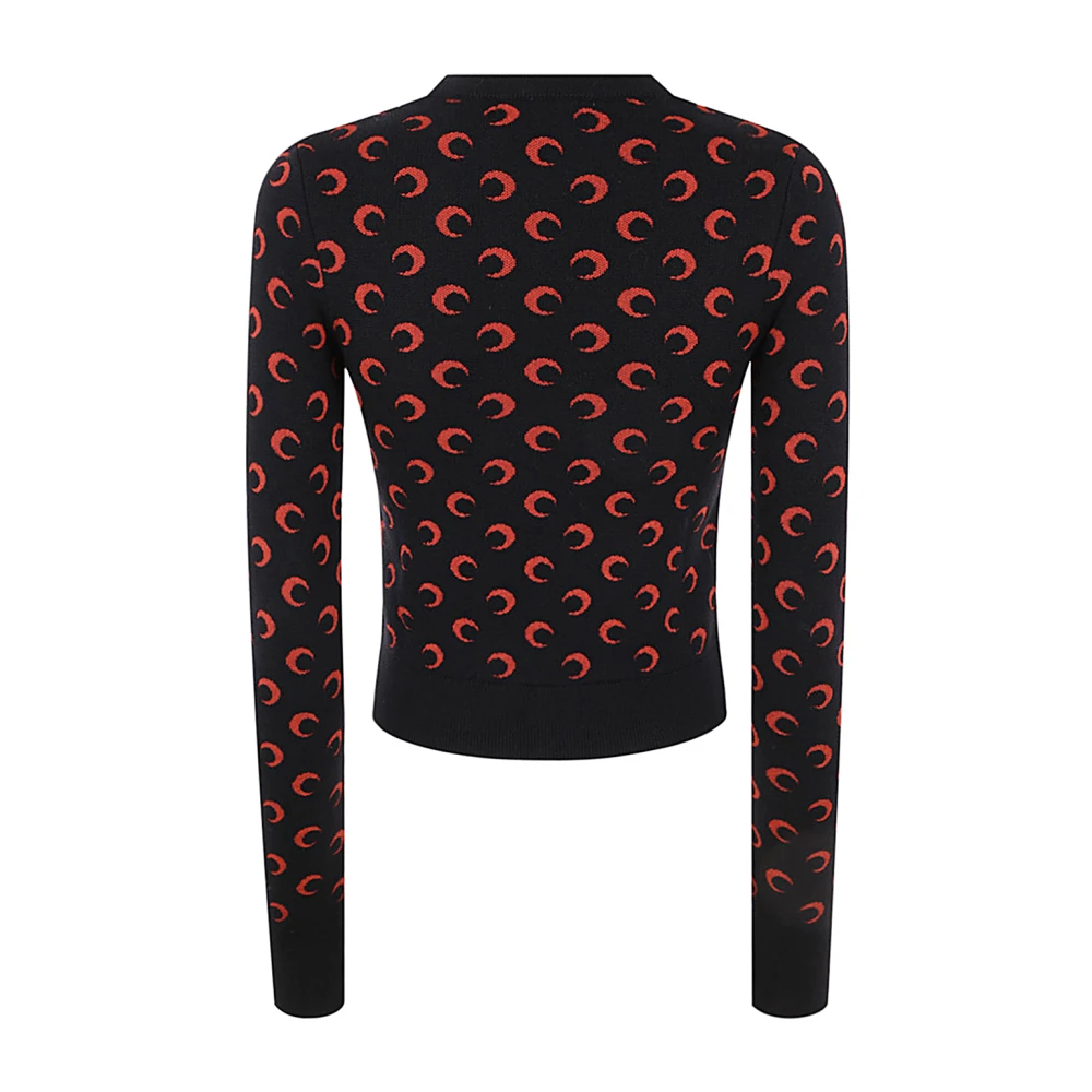 Marine Serre Maan Jacquard Gebreide Aansluitende Trui Black Dames