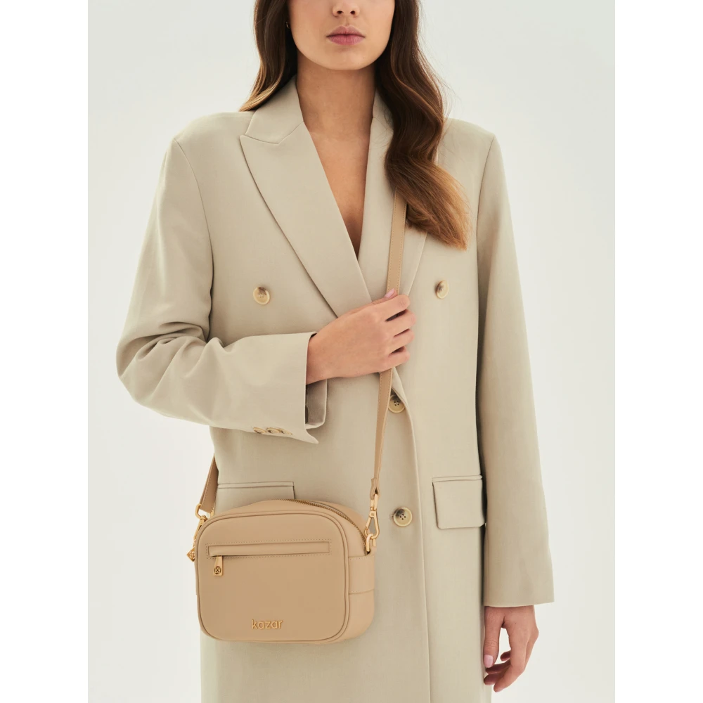 Kazar Beige leren tas aan een lange band Beige Dames