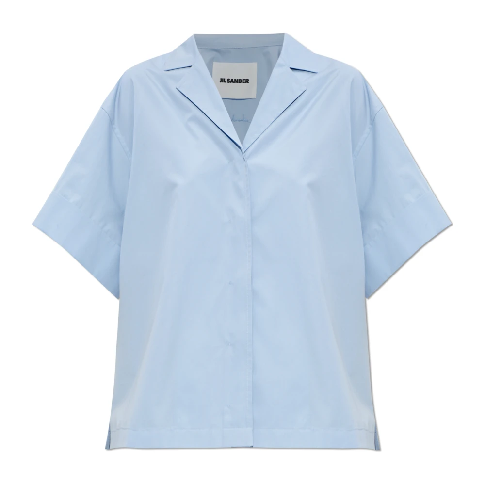 Jil Sander Vrouw Blauw Overhemden Dames, Xs, Katoen, Shirt Met Korte Mouwen