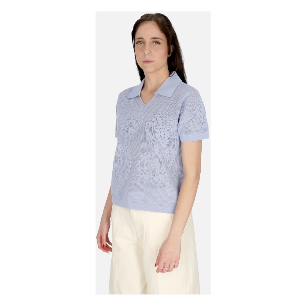 Obey Open Gebreid Shirt Hortensia Blue Dames