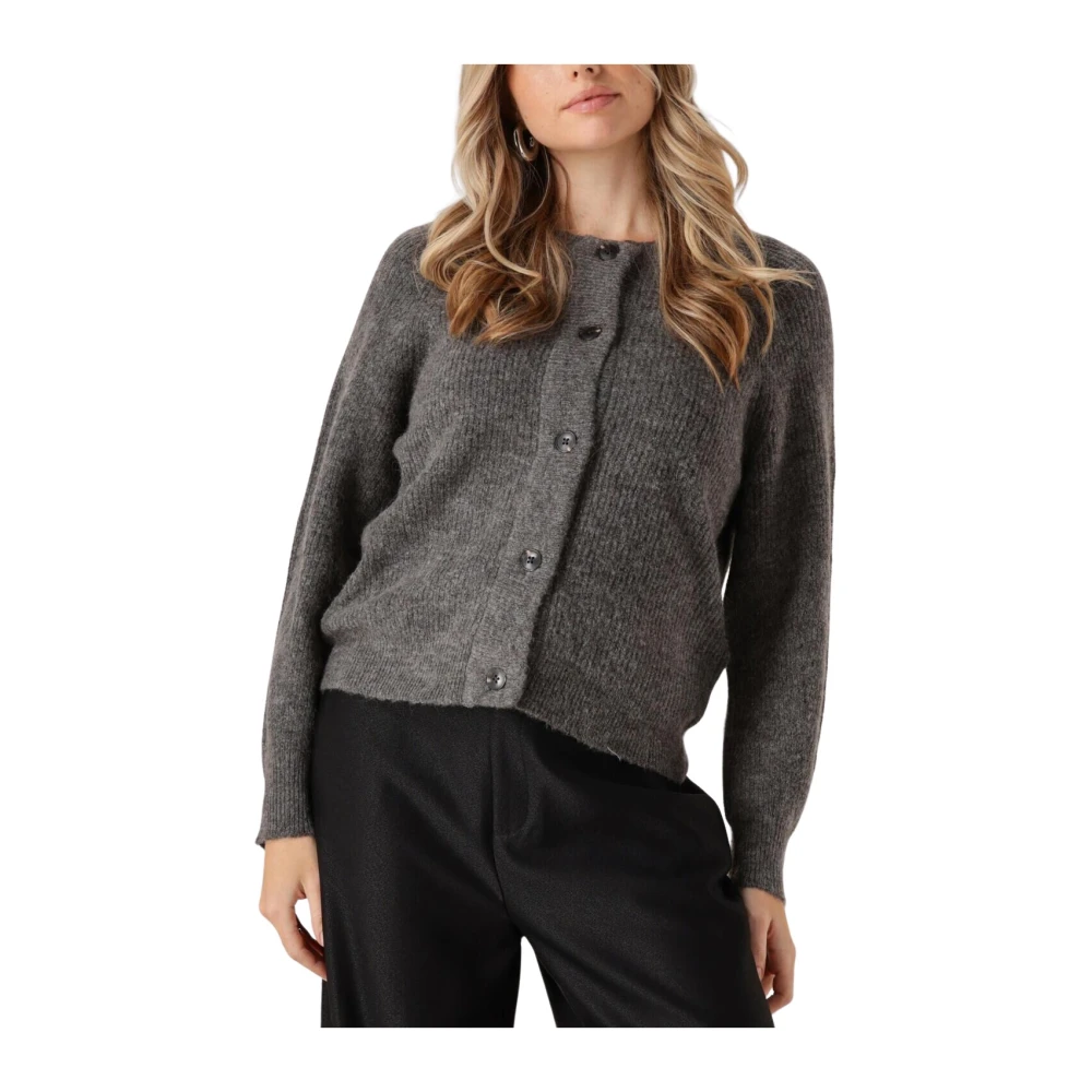 Selected Femme Grijze Gebreide Korte Vest Gray Dames