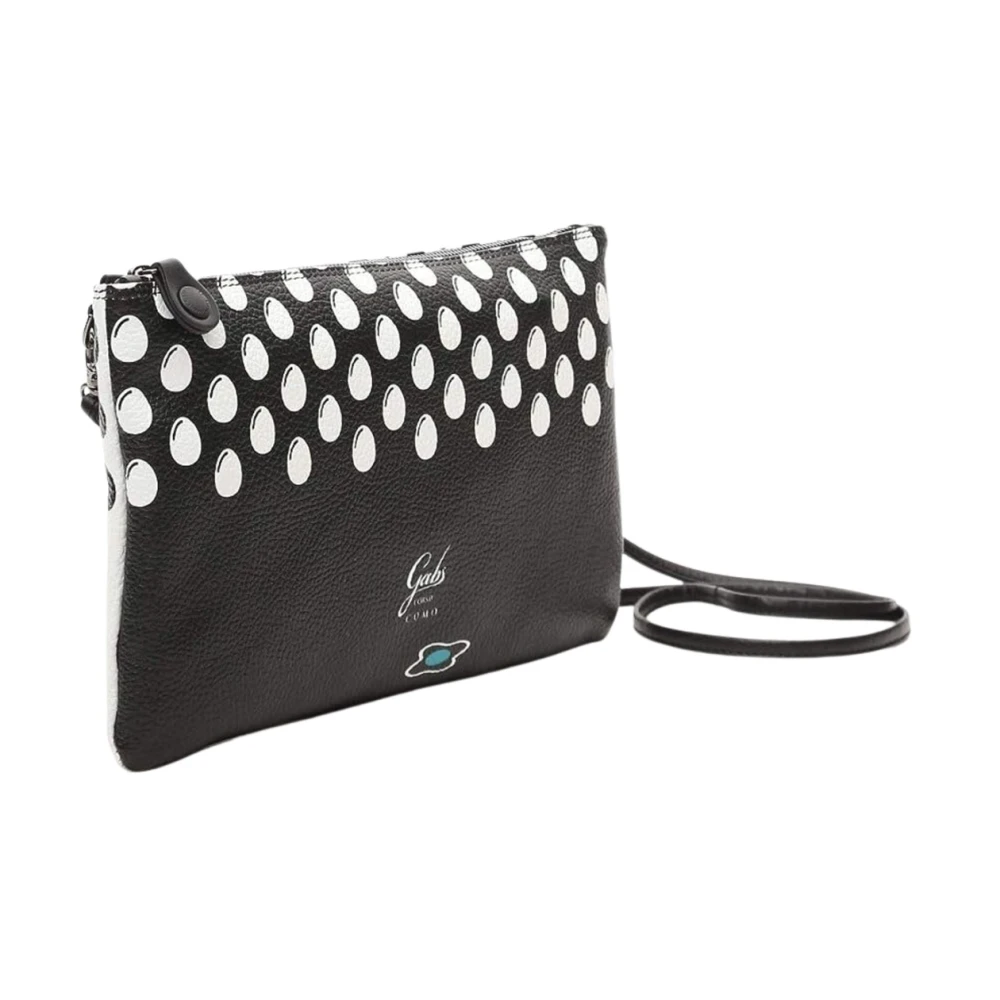 Gabs Svart Läderclutch Dubbeltryck