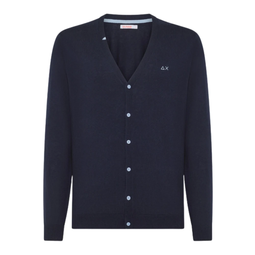 Sun68 Navy Blue Cardigan Sweater Blue Heren