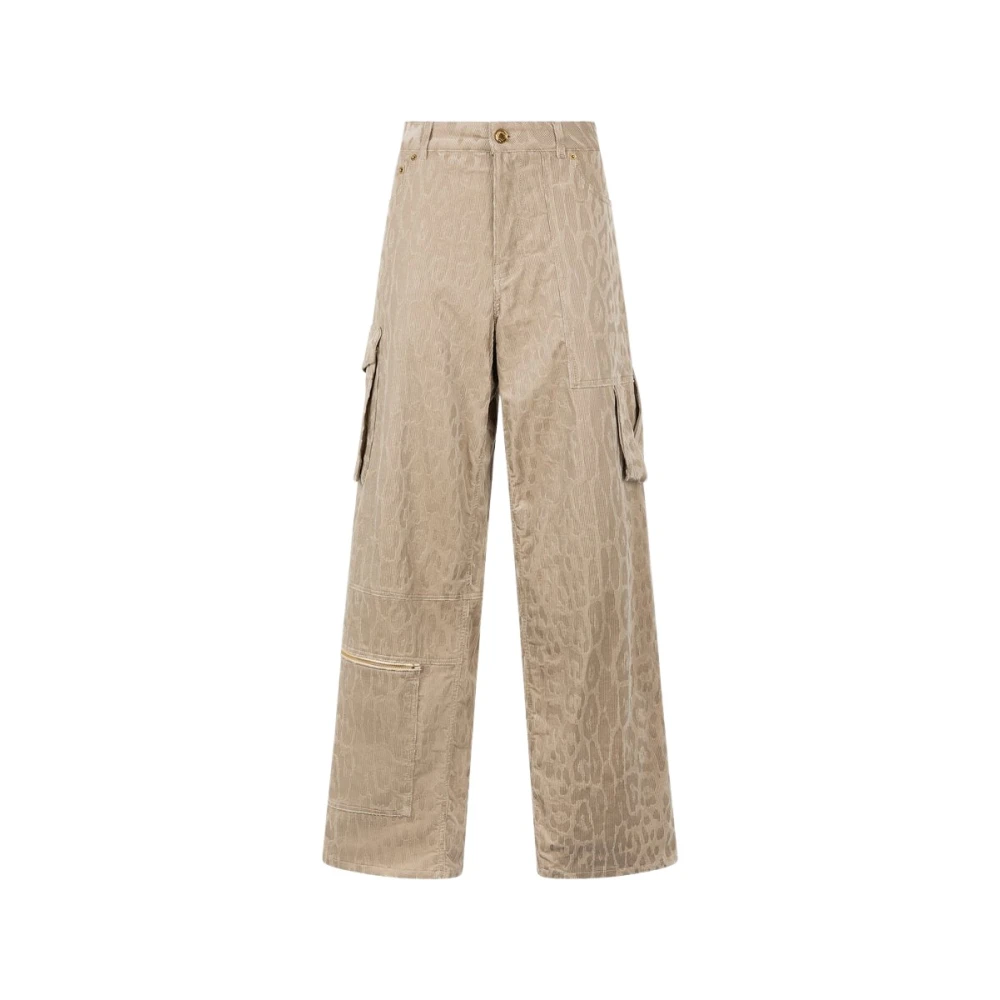 Roberto Cavalli Brown Wide Trousers, Female, S, Jaguar Skin Cargo Trousers