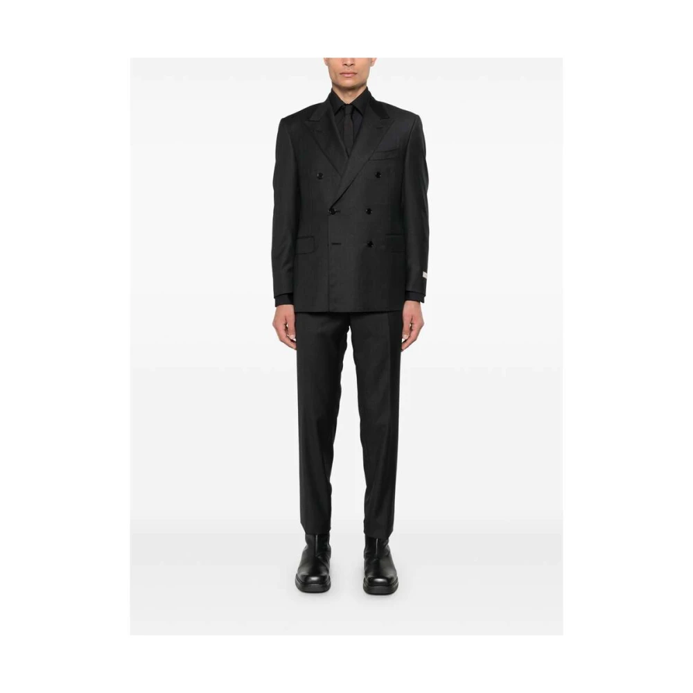 Canali Grijs Wollen Pak Set Gray Heren