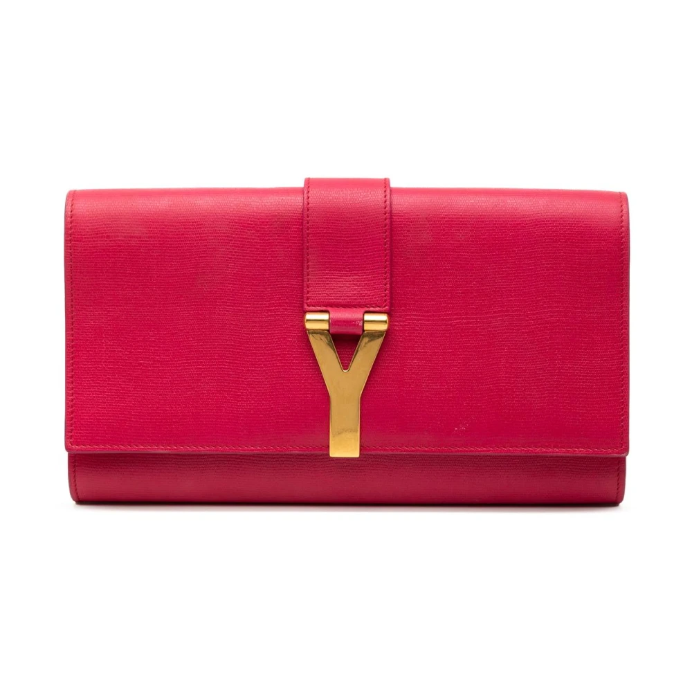Saint Laurent Vintage Women's Pink Pre-Owned Leather Flap Wallet