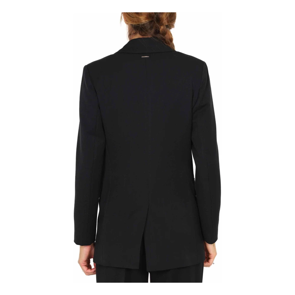 Liu Jo Oversized Zwarte Blazer met Juweelknopen Black Dames