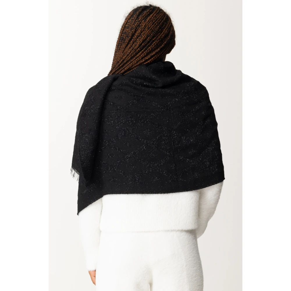 Twinset Lurex Sjaal met Diamantpatroon Black Dames