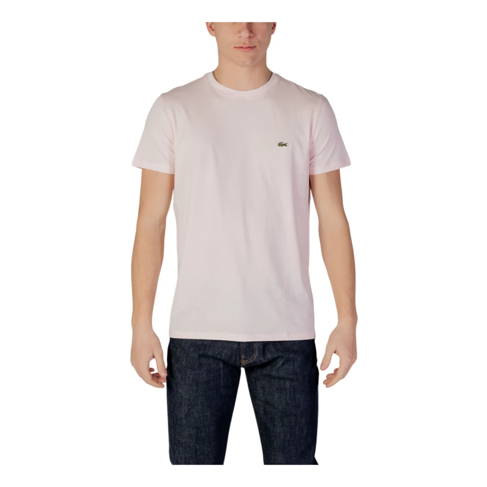 Lacoste Roze Katoenen T-shirt Ronde Hals Pink Heren