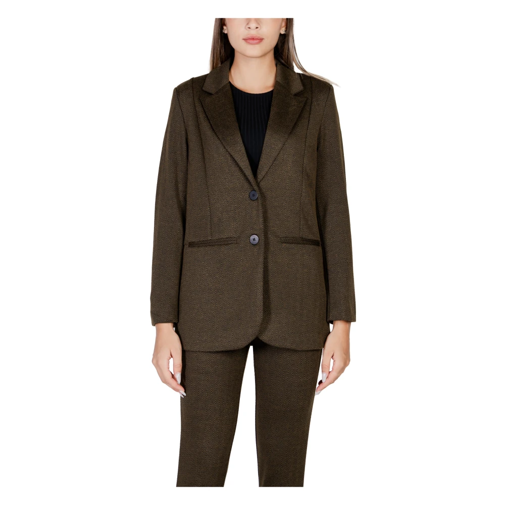 Ichi Groene Knoop-Front Dames Blazer Green Dames