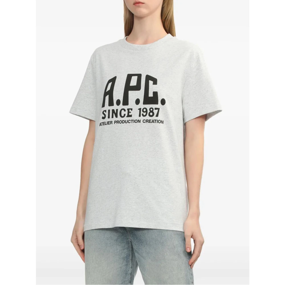 A.p.c. Print Label T-shirt Gray Dames