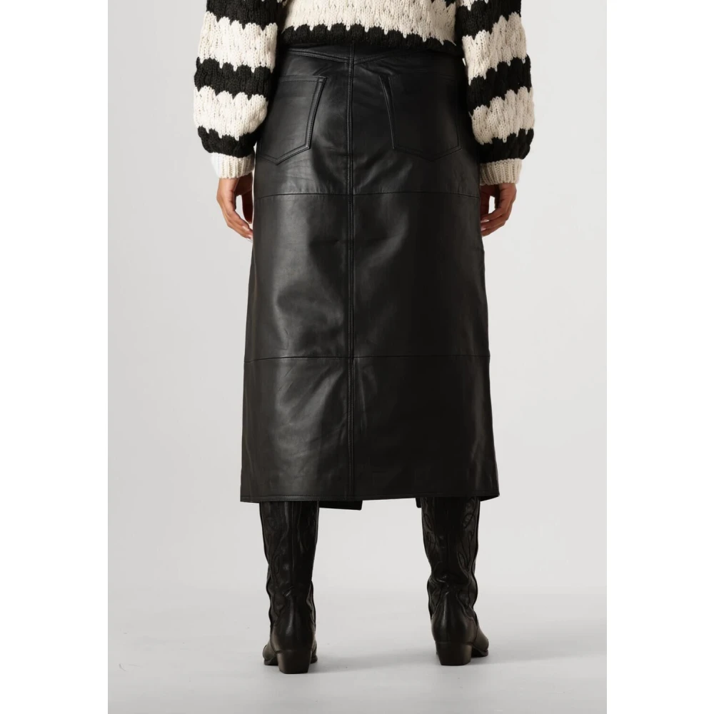 Y.A.S Elegante leren lange rok Black Dames
