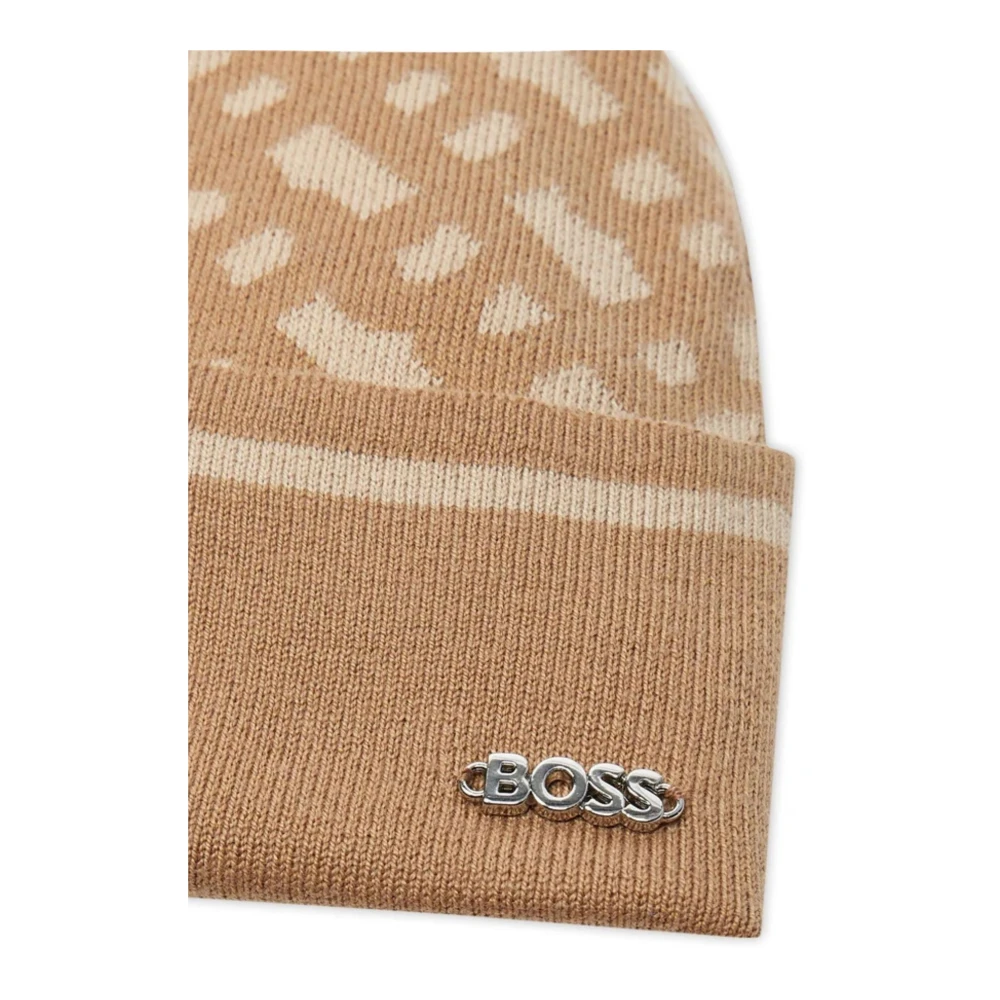 Hugo Boss Dames Gebreide Muts Hoed Brown Dames