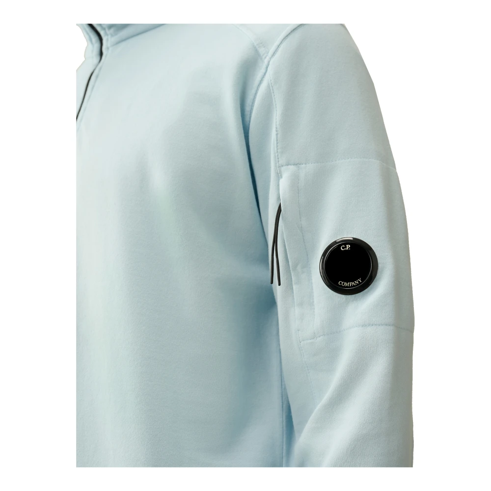 C.P. Company Quarter Zip Sweater met Lens Detail Blue Heren