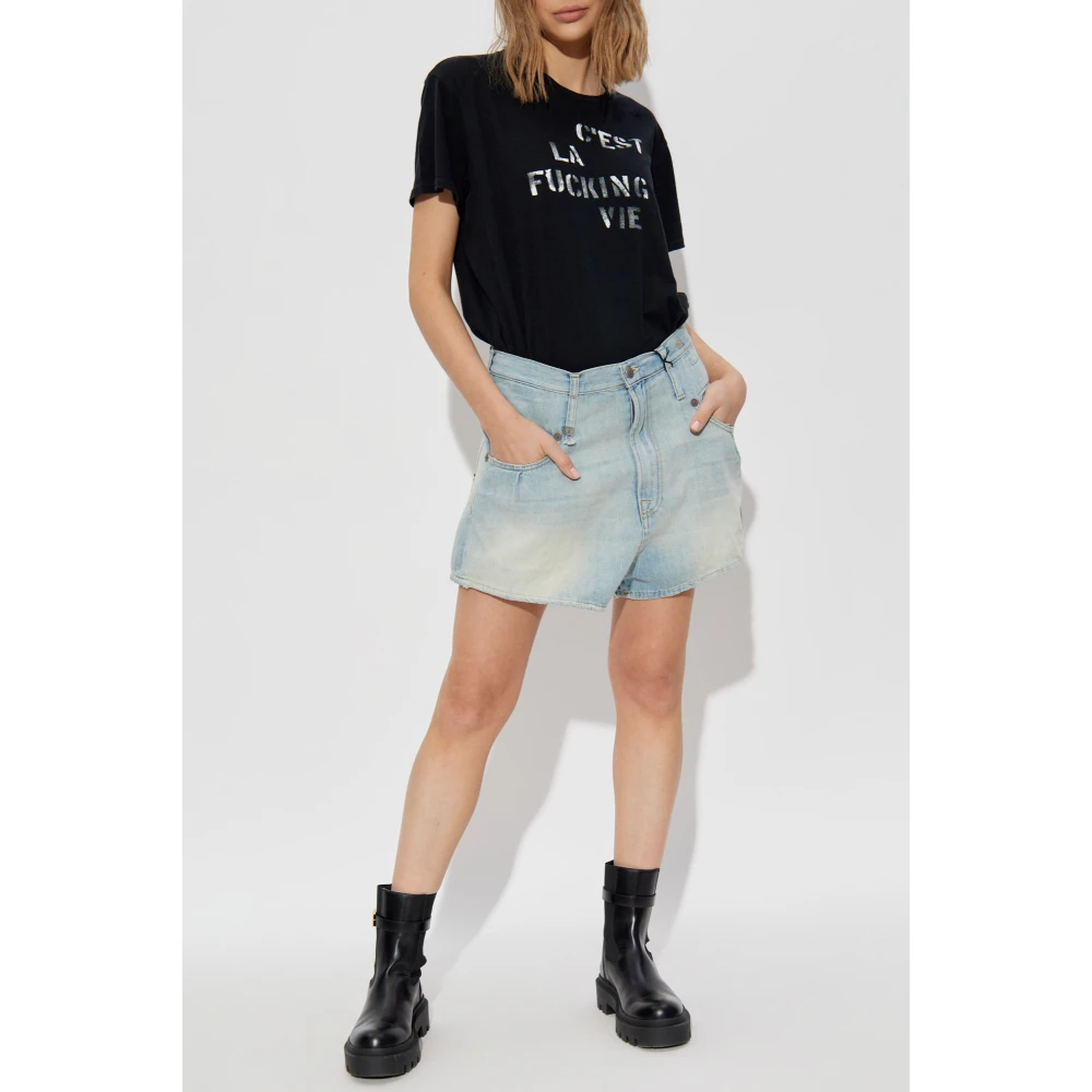 R13 Vintage-Effect Denim Shorts Blue Dames
