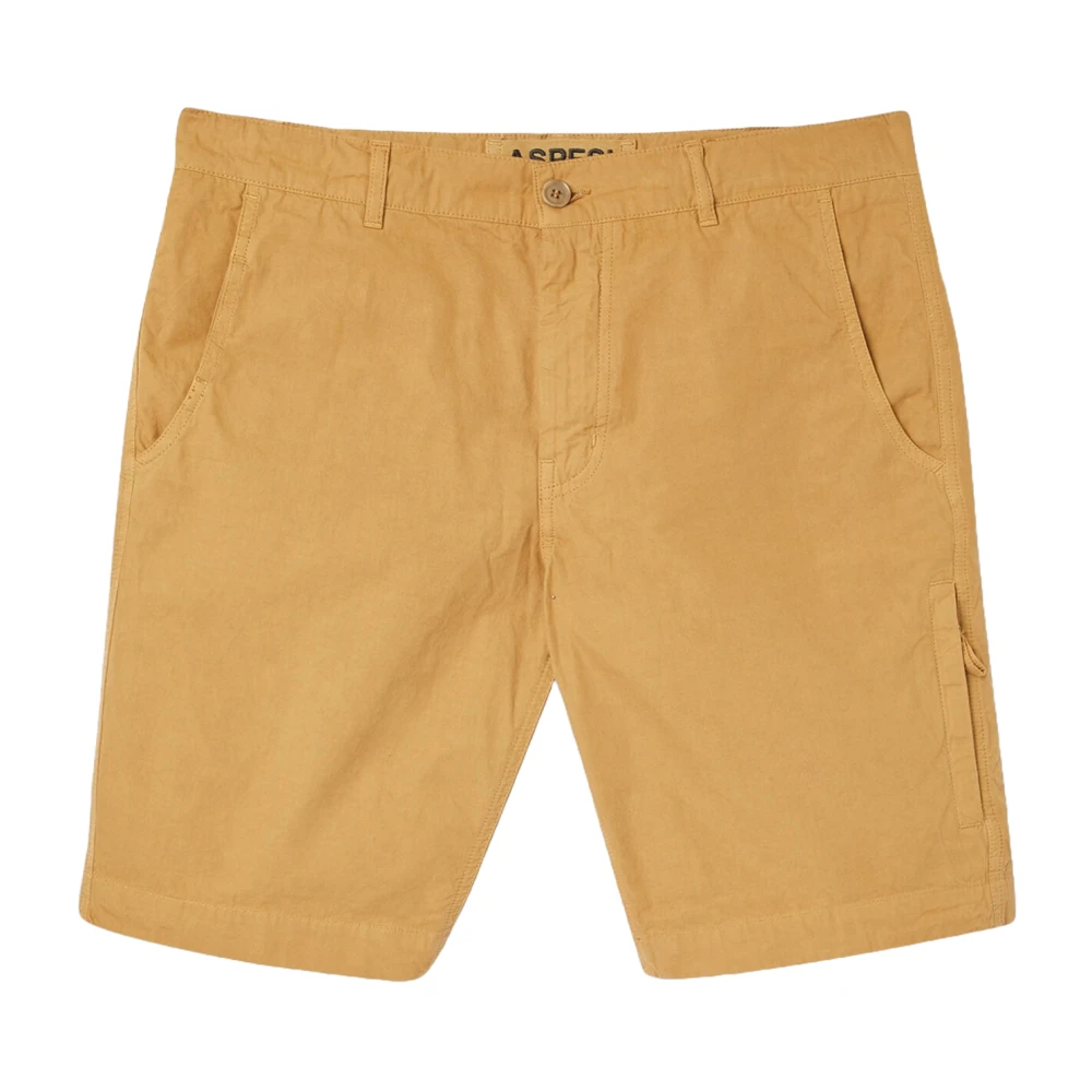 Aspesi Beige Chino Bermuda Shorts Rits Knoop Beige Heren