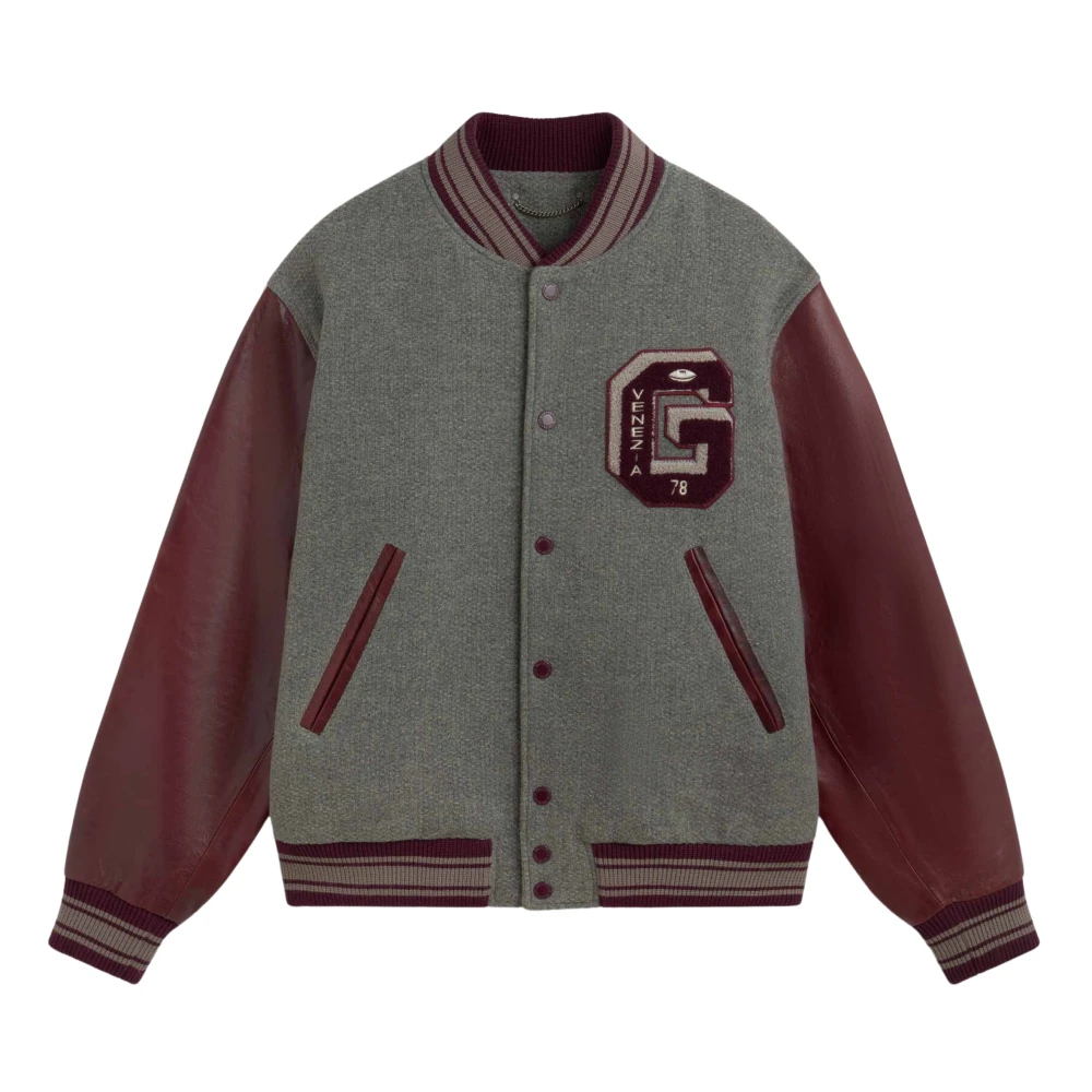 Golden Goose Distressed Bomberjack met Rode Accenten Green Heren
