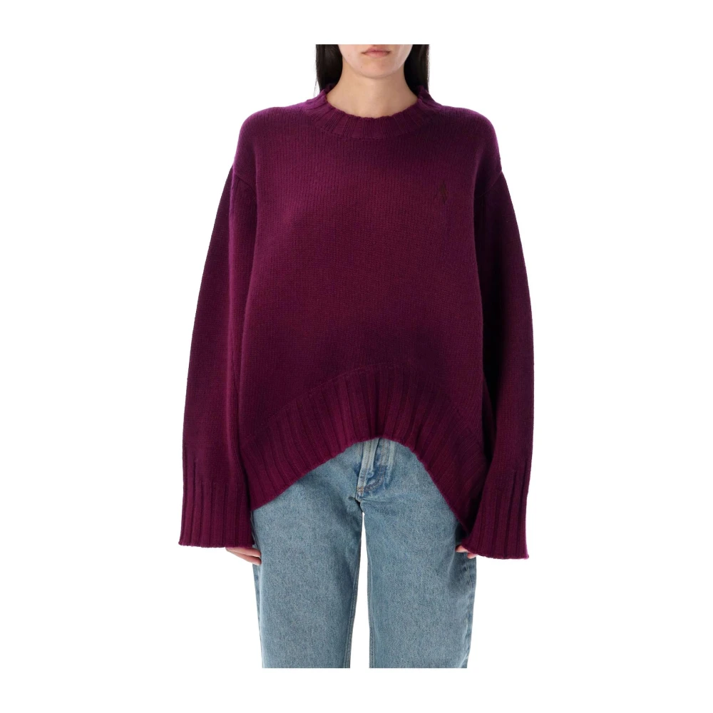 The Attico Donna Marrone Maglione In Maglia Con Spalle Scese