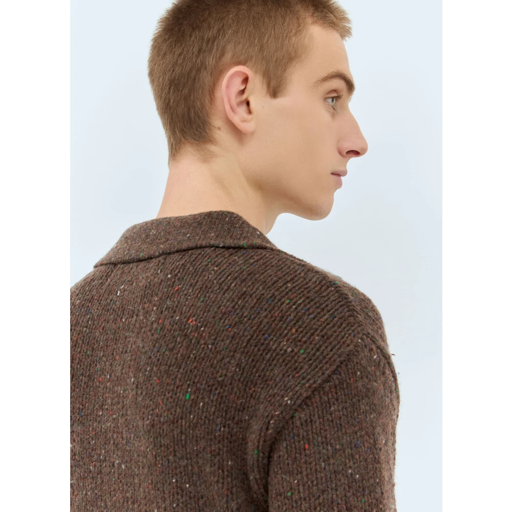 ERL Gebreide Polo Shirt Brown Heren
