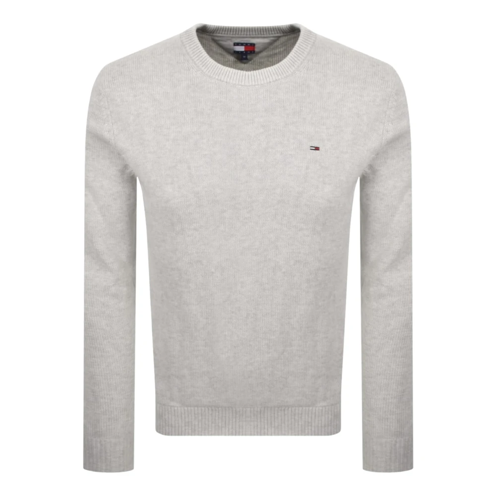 Tommy Hilfiger Men's Gray Crew Neck Jumper - Round-Neck Knitwear - L - Knitwear